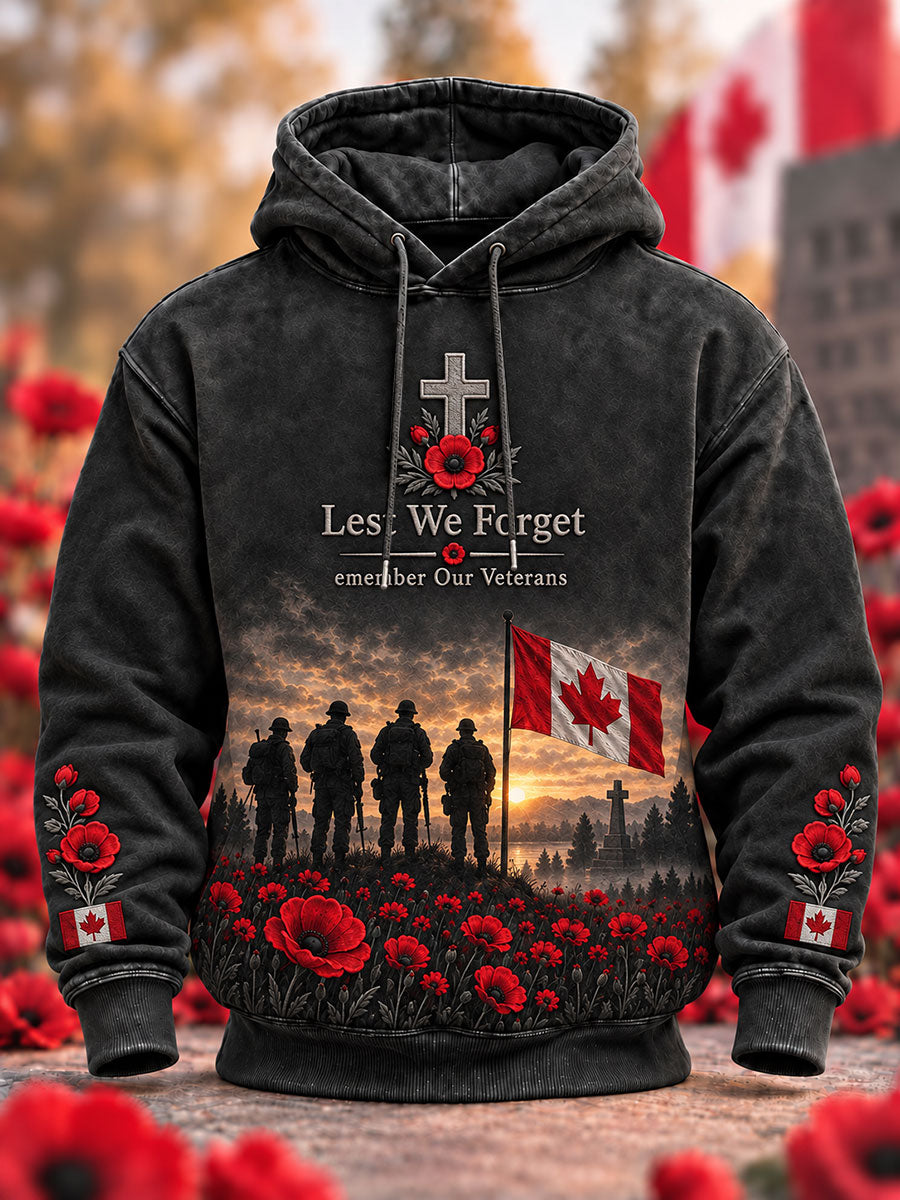 Men's Remembrance Day Lest We Forget Oversized Drop-Shoulder Hoodie