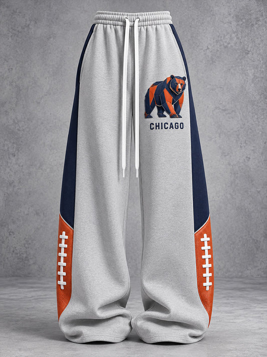 Women's Chicago Football Lover Bear Art Printed Sweatpants