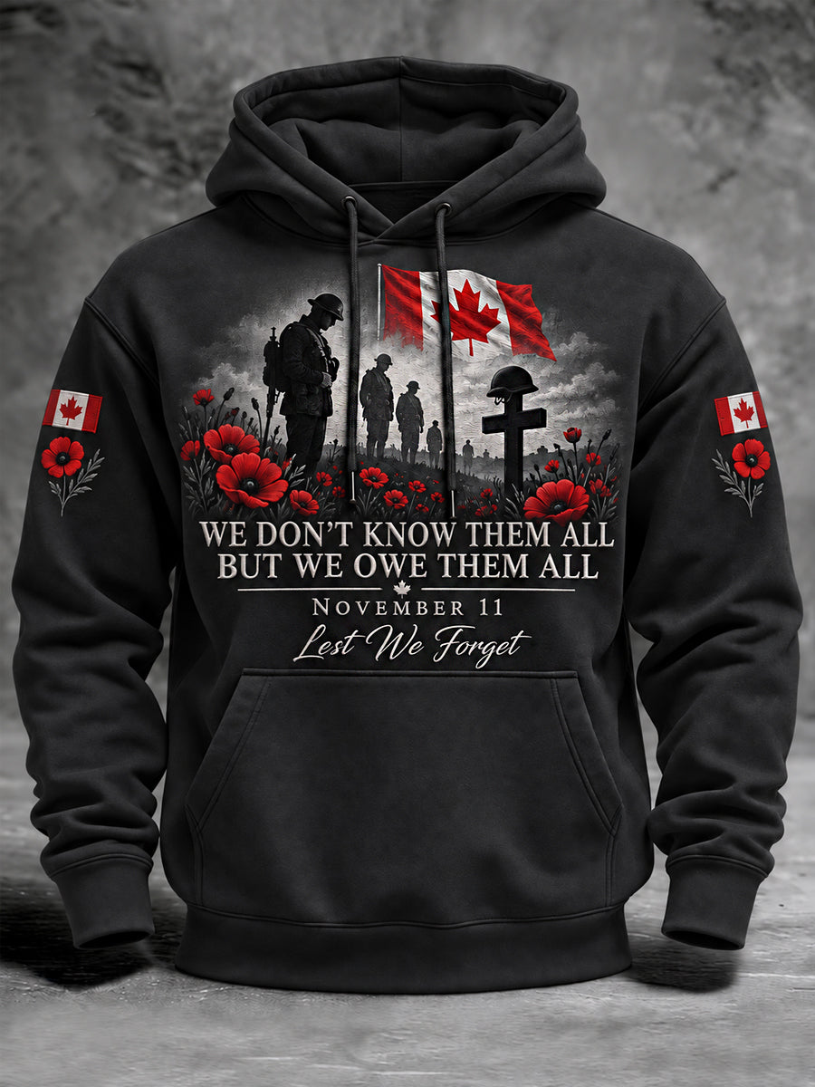Men's Lest We Forget Canada Remembrance Day Hoodie