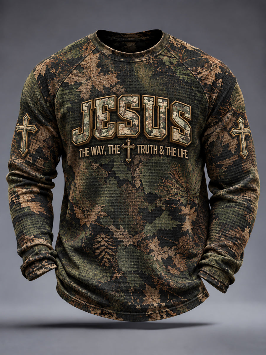 Men's Christian Jesus The Way The Truth The Life JOHN 14:6 Waffle Sweatshirt
