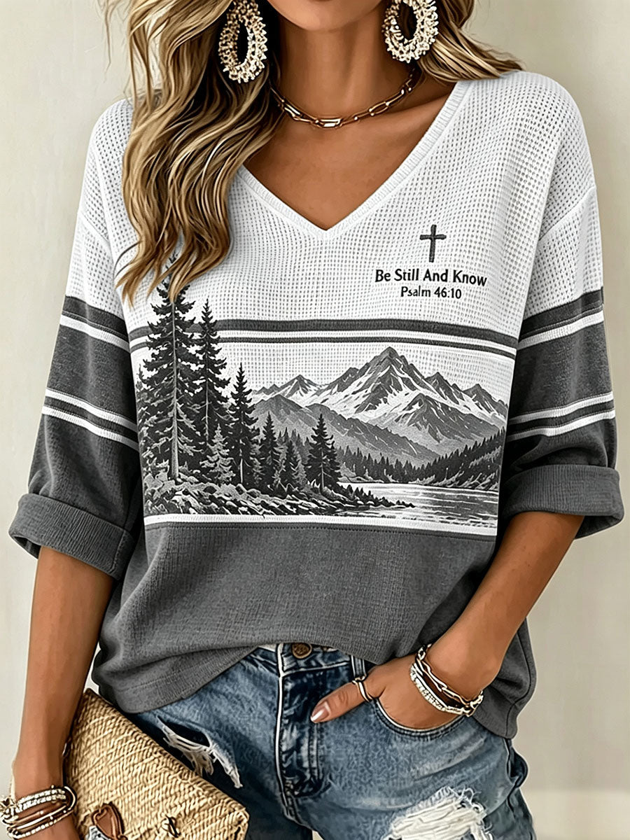 Women's Be Still and Know Waffle Top