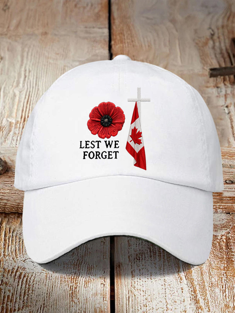 Unisex Lest We Forget Canada Remembrance Day Hat