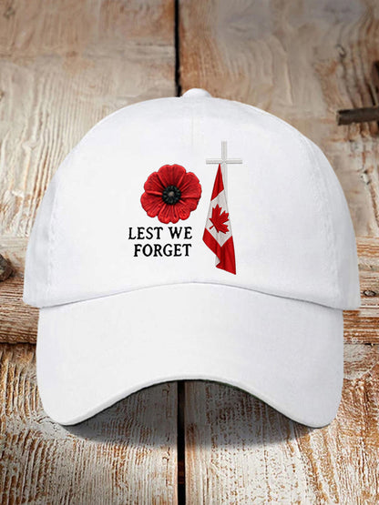 Unisex Lest We Forget Canada Remembrance Day Hat