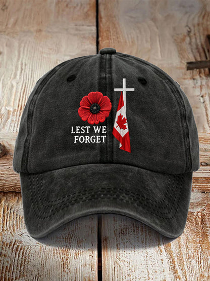Unisex Lest We Forget Canada Remembrance Day Hat