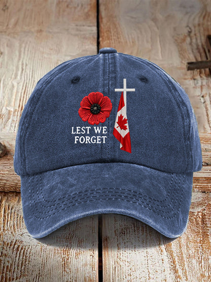 Unisex Lest We Forget Canada Remembrance Day Hat