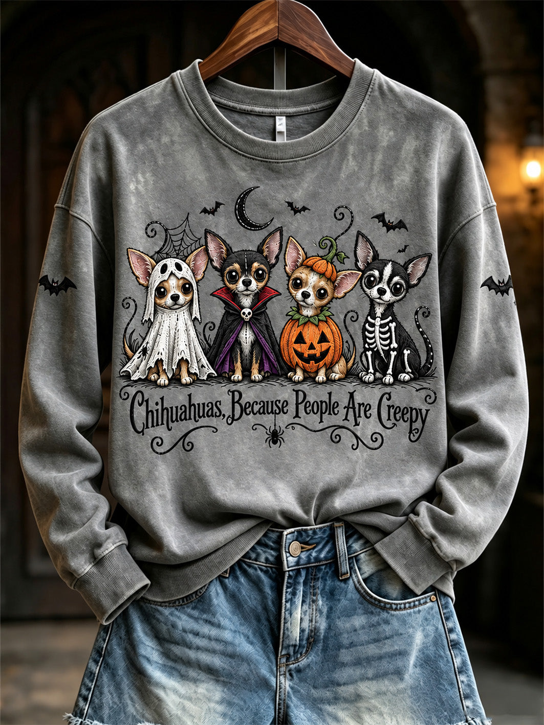 Women's Halloween Costume Dog Pattern Design Casual Regular Sweatshirt