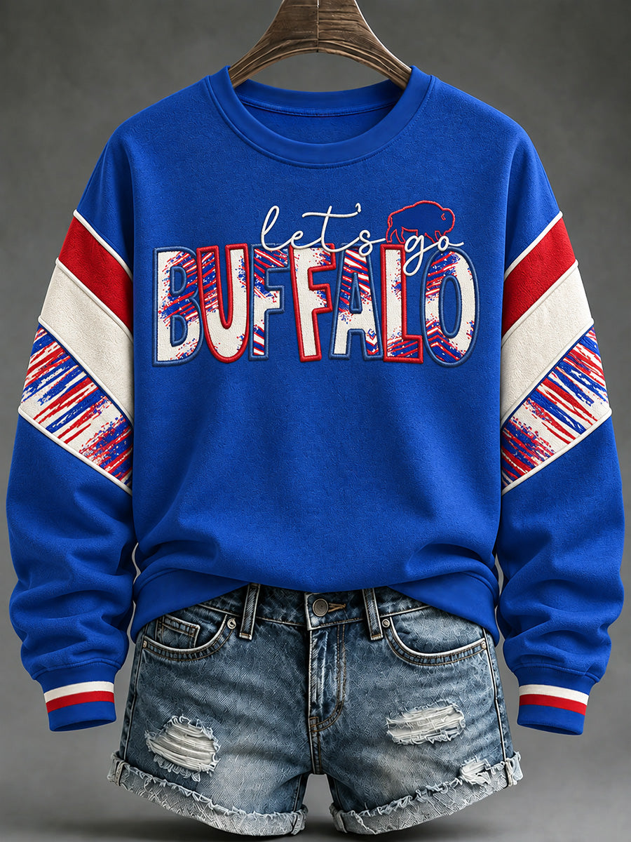 Women's Football Lover Buffalo Print Casual Sweatshirt