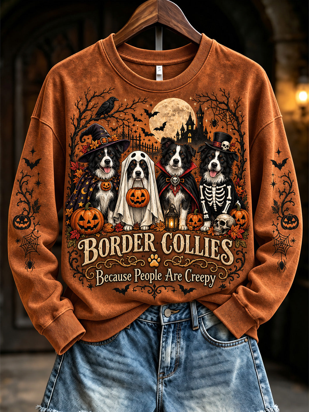 Women's  Halloween Costume Dog Pattern Design Casual Sweatshirt