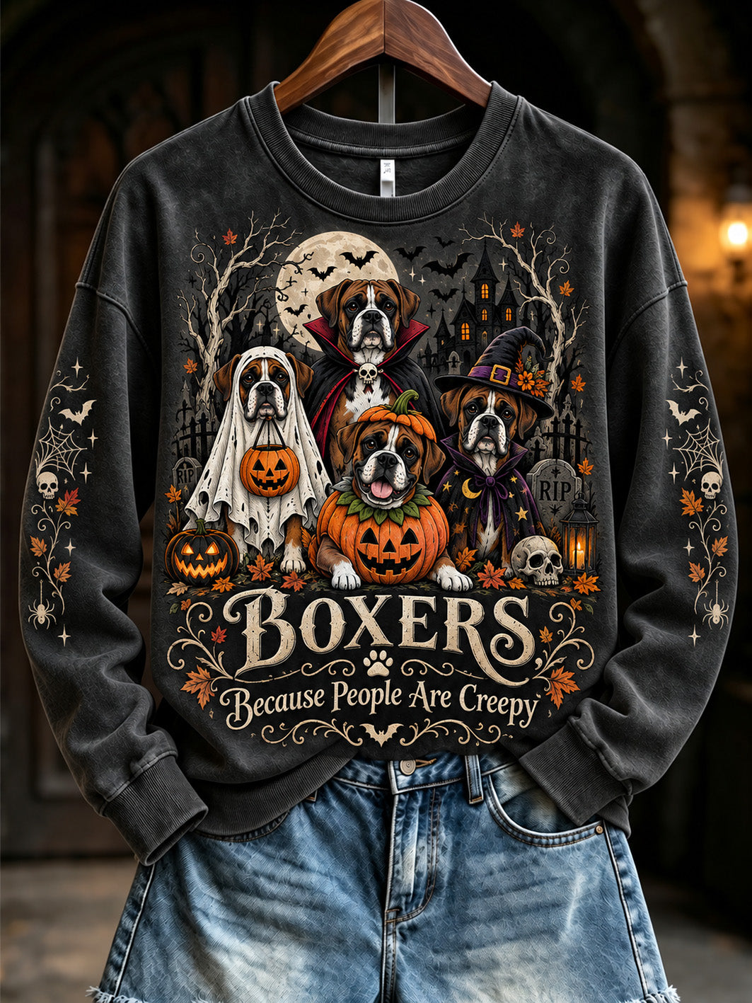 Women's  Halloween Costume Dog Pattern Design Casual Sweatshirt