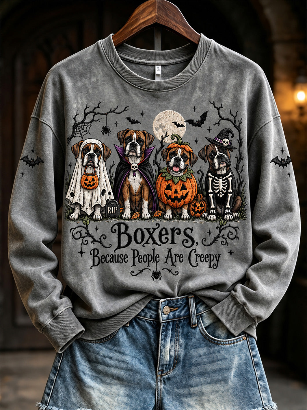 Women's  Halloween Costume Dog Pattern Design Casual Sweatshirt