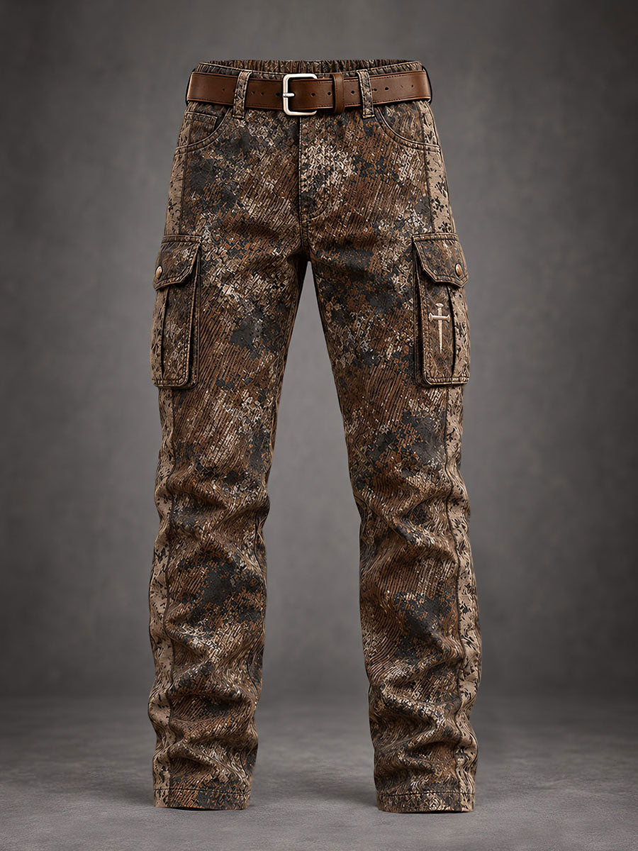 Men's Christian Cross Pattern Camouflage Pants