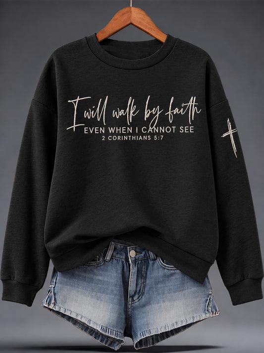 Women's Faith Print Casual Sweatshirt