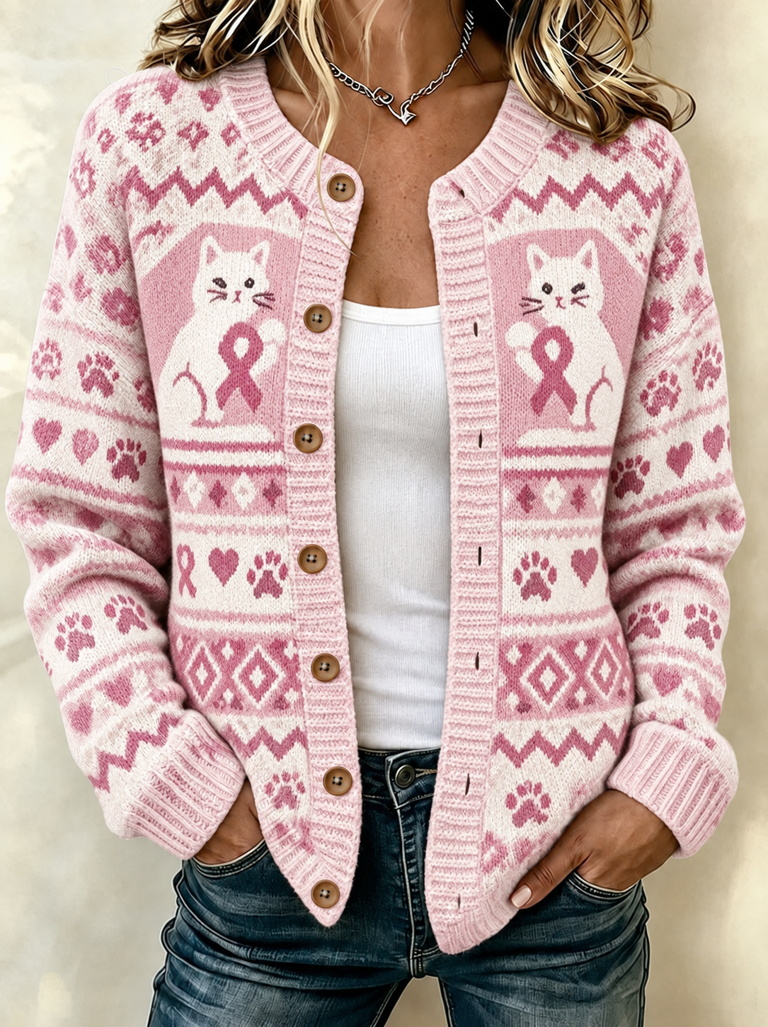 women's Breast Cancer Cardigan