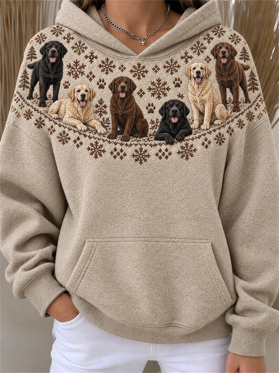 Women's Vintage Labrador Retriever Yoke Isle Print Cozy Hoodie