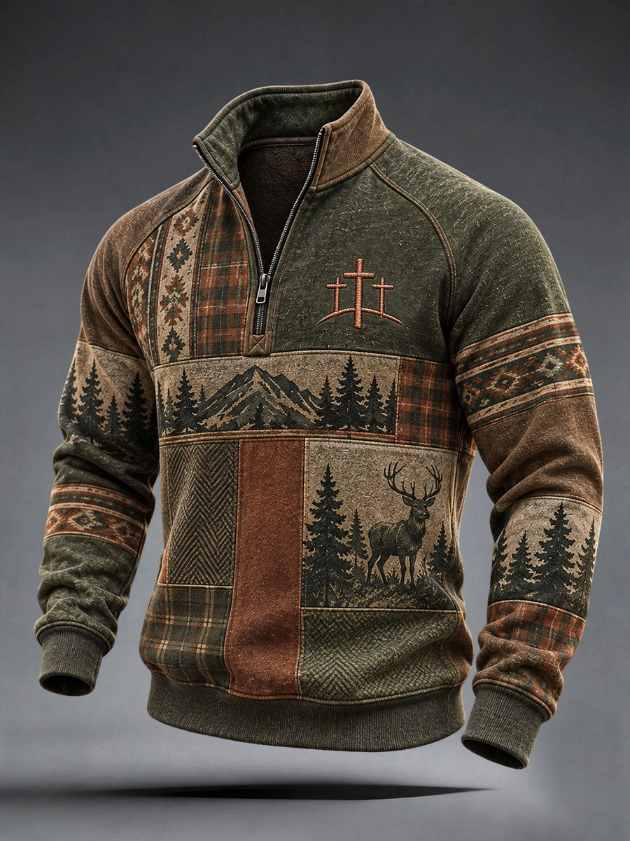 Men's Patchwork Art Cross Sweatshirt