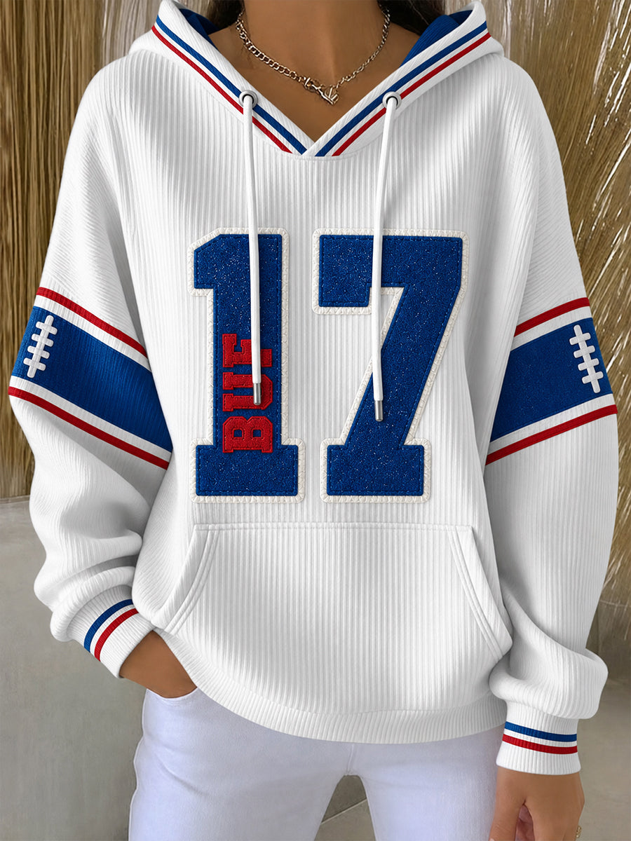 Women's Football Lover Blue&Red Art Printed Hoodie