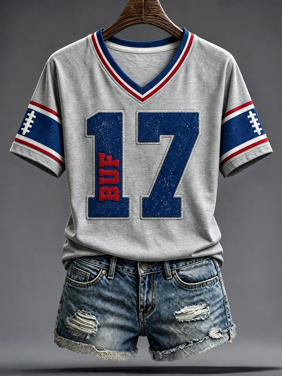 Women's Football Lover Buffalo Art Printed T-shirt