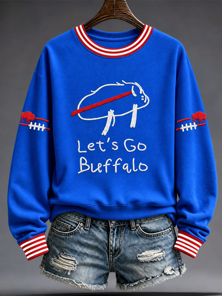 Women's Let's Go Buffalo Football Fans Lovers Gameday Casual Regular Sweatshirt