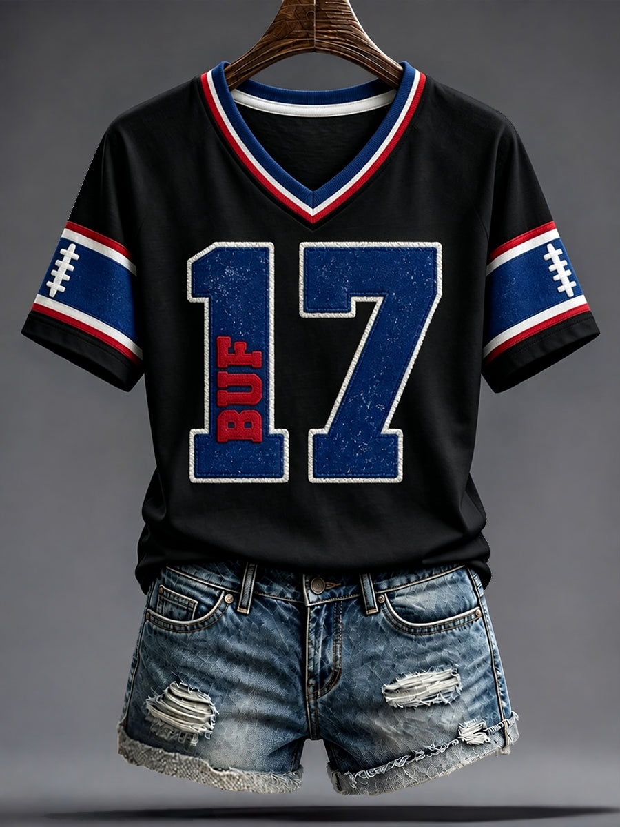 Women's Football Lover Buffalo Art Printed T-shirt