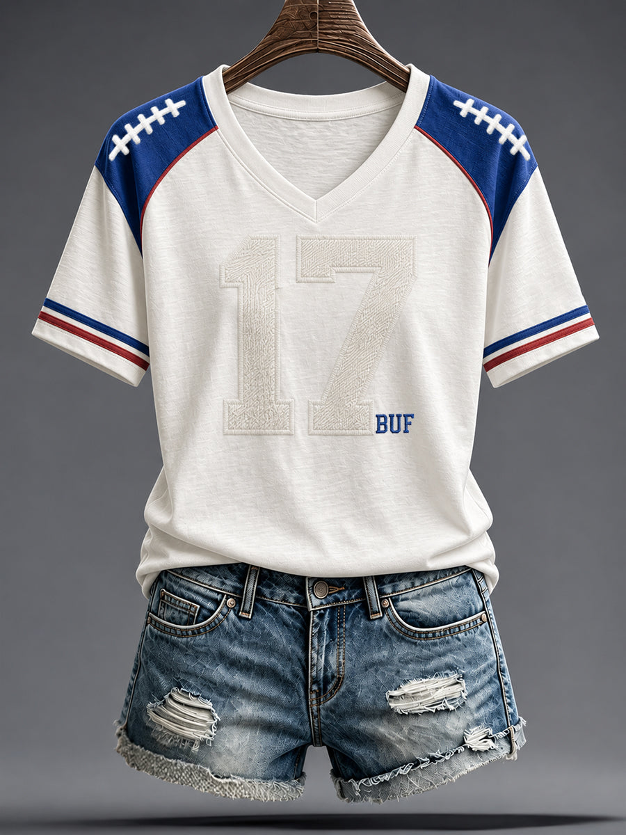 Women's Football Lover Blue&Red Art Printed T-shirt