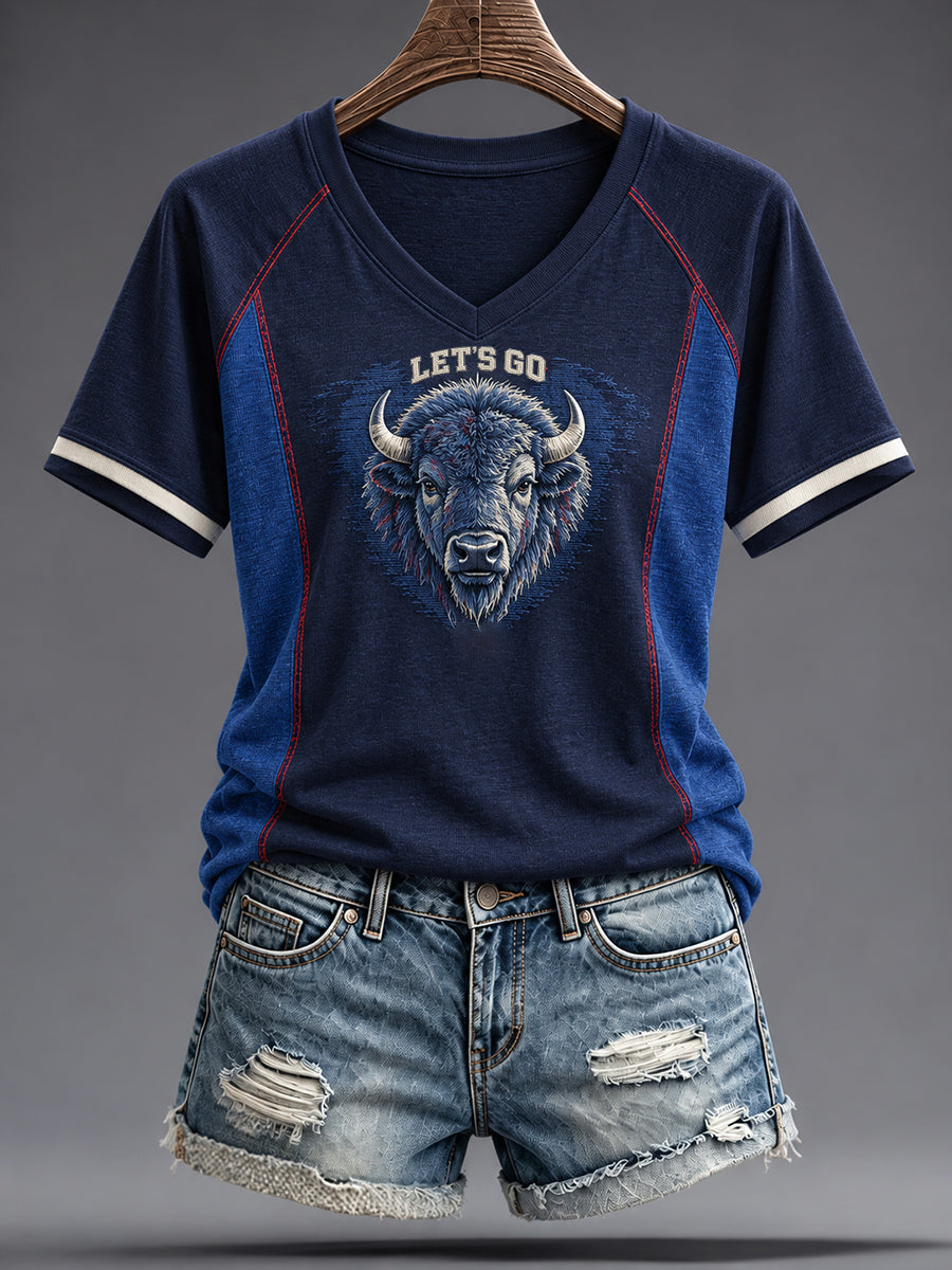 Women's Football Lover Blue&Red Art Printed T-shirt
