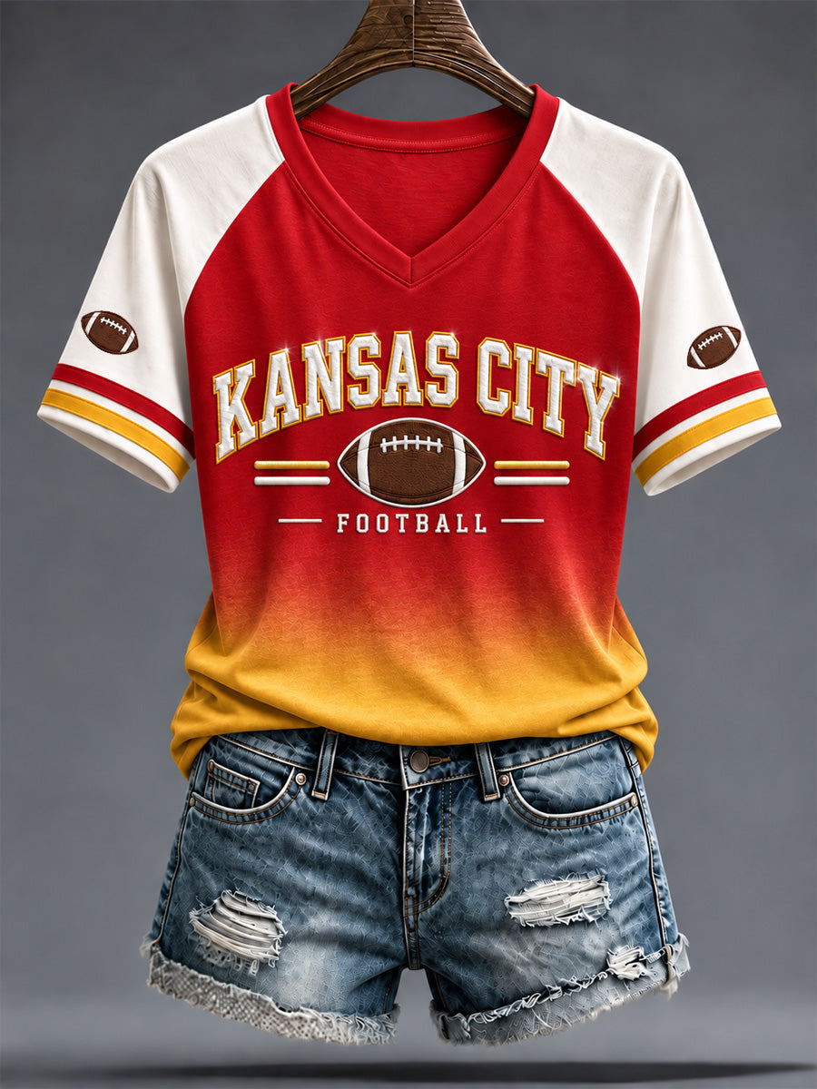 Women's Football Gameday Gift For Football Fans V-Neck Tee