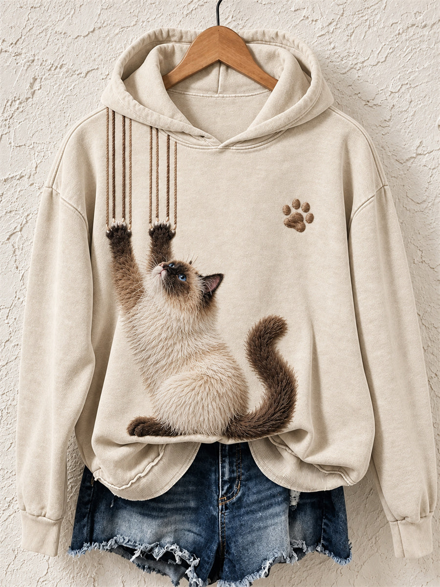 Women's Funny Ragdoll Cat & Claw Scratches Print Cozy Hoodie