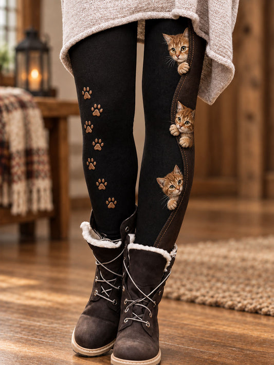 Women's Fall/Winter Animal Floral Art Printed Leggings