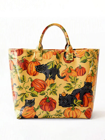 Women's Black Cat and Pumpkin Handbag