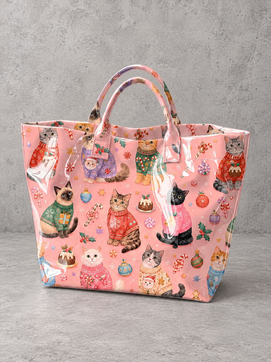Women's Cat-Print Handbag