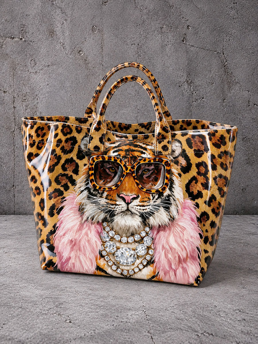 Women's Tiger-Print Tote Bag