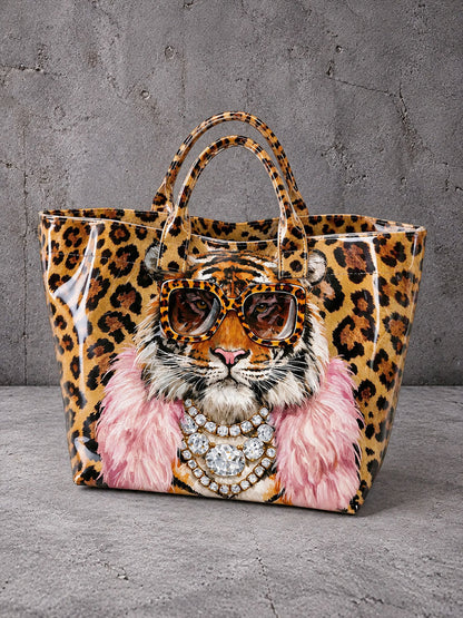 Women's Tiger-Print Tote Bag