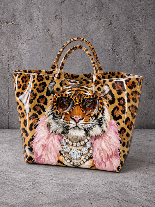 Women's Tiger-Print Tote Bag