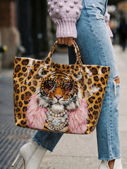 Women's Tiger-Print Tote Bag
