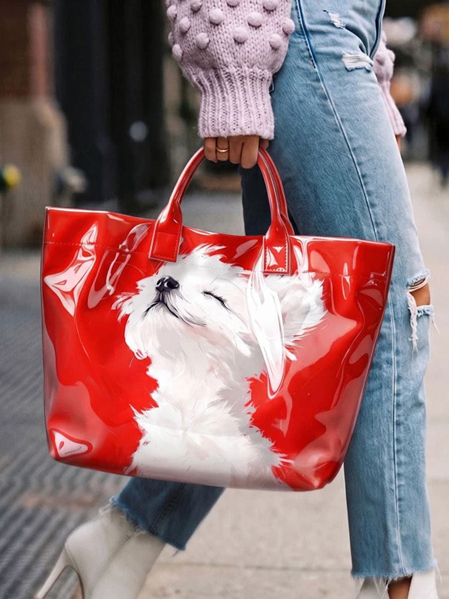 Women's Dog-Print Tote Bag