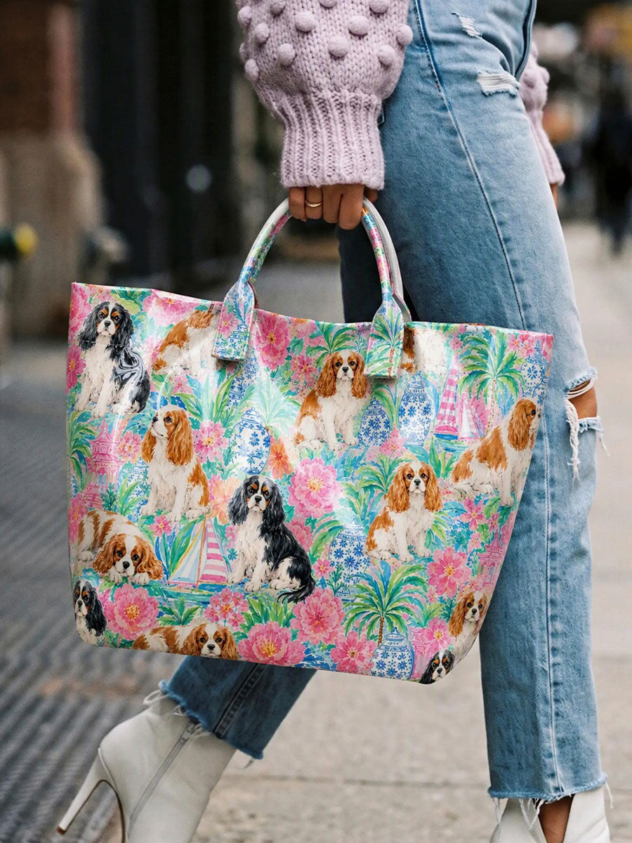 Women's Dog-Print Tote Bag
