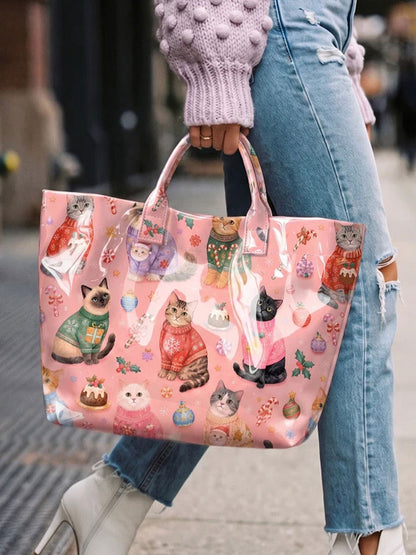Women's Cat-Print Handbag