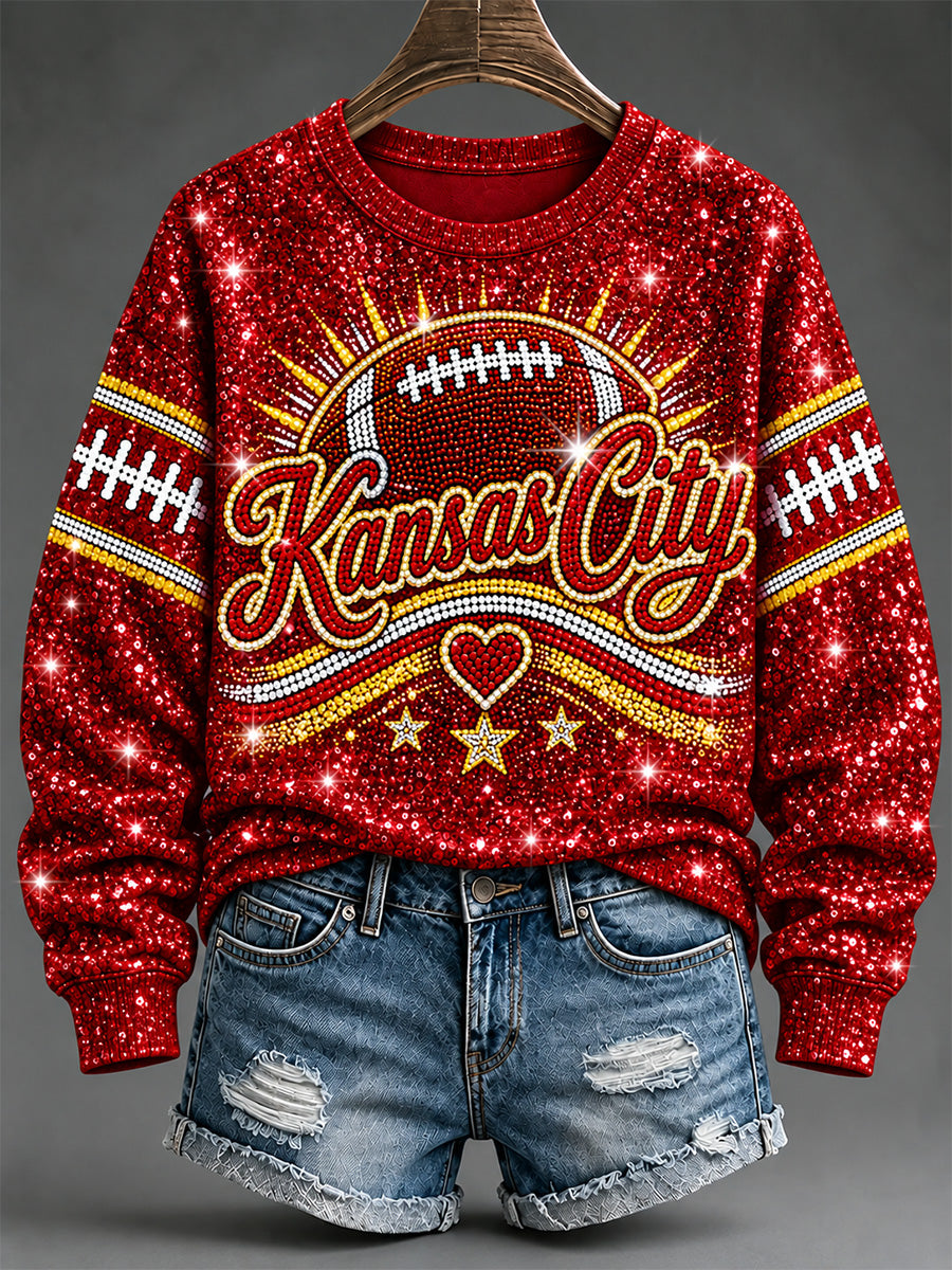 Women's Football Gameday Gift For Football Fans Print Sweatshirt