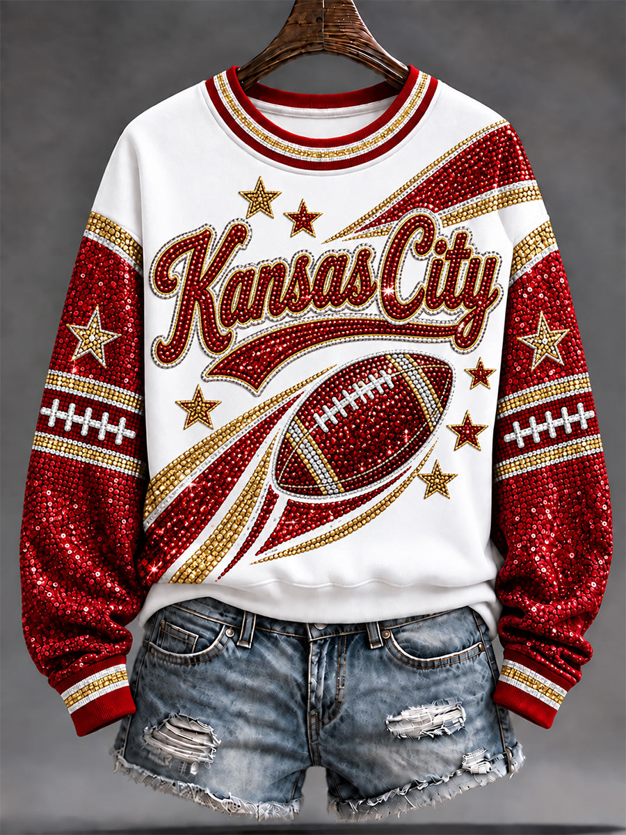 Women's Football Gameday Gift For Football Fans Print Sweatshirt