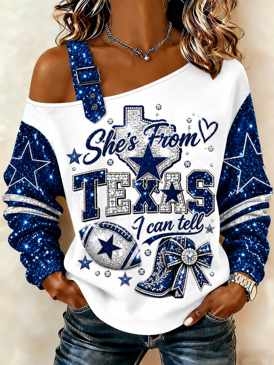 Women's Football Gameday Gift For Football Fans Casual Off-Shoulder Sweatshirt