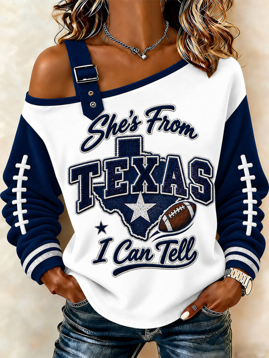 Women's Football Gameday Gift For Football Fans Casual Off-Shoulder Sweatshirt
