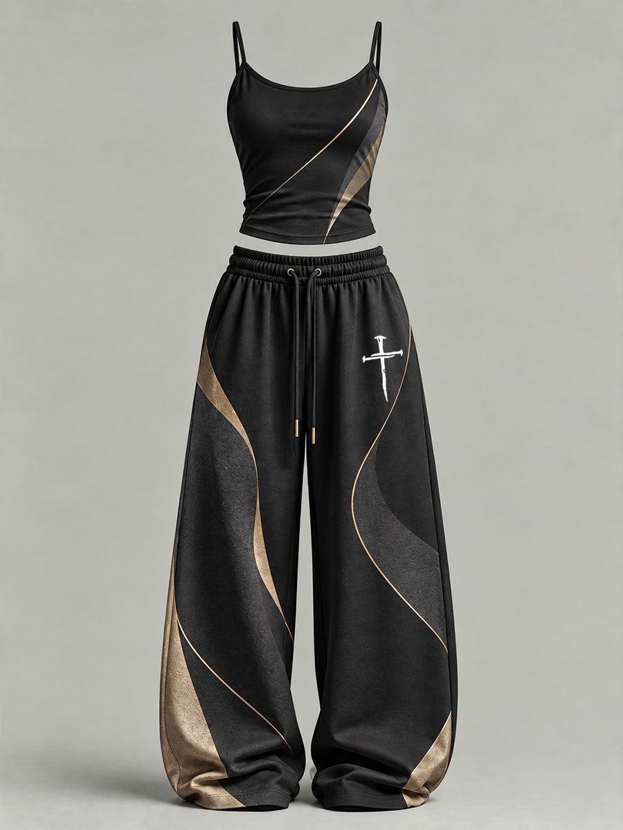 Women's Cross Print Casual Set