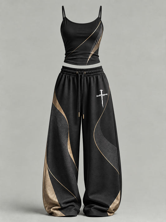 Women's Cross Print Casual Set