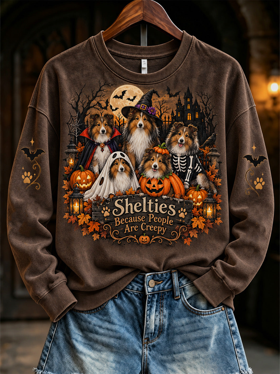 Women's Halloween-Themed Dog Pattern Casual Regular Sweatshirt