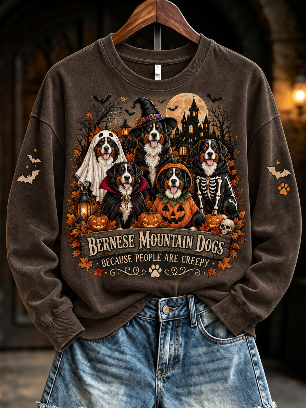 Women's Halloween-Themed Dog Pattern Casual Regular Sweatshirt