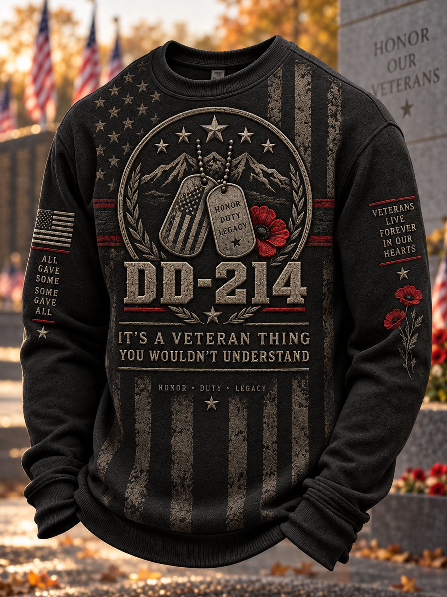 Men's Veterans Day Print Casual Crewneck Sweatshirt