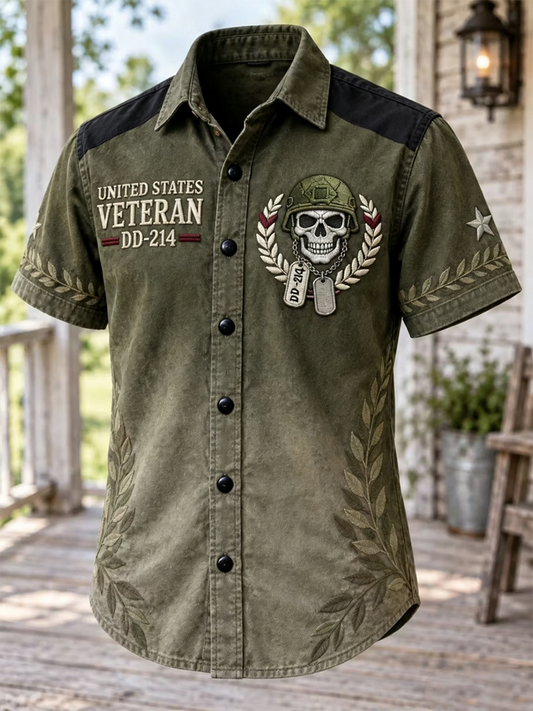 Men's U.S. Veteran Printed Short Sleeve Shirt