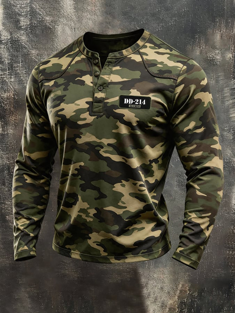 Men's Casual Veterans Day Print Long Sleeve T-Shirt