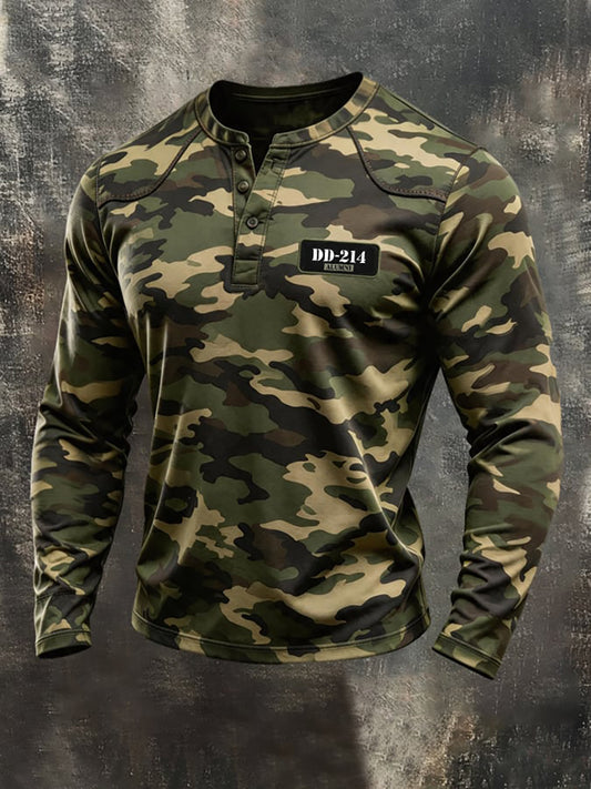 Men's Casual Veterans Day Print Long Sleeve T-Shirt