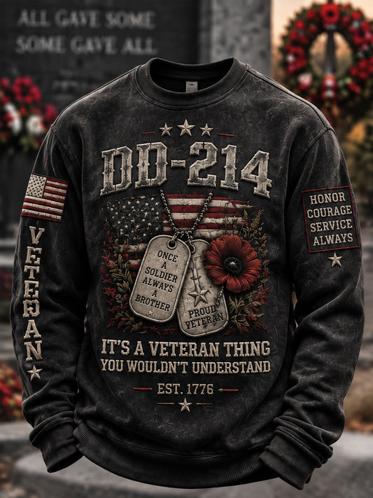Men's Veterans Day Print Casual Crewneck Sweatshirt